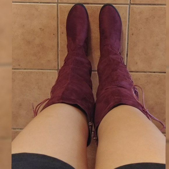 New woman Vegan Suede Boots Over knee - Picture 7 of 8